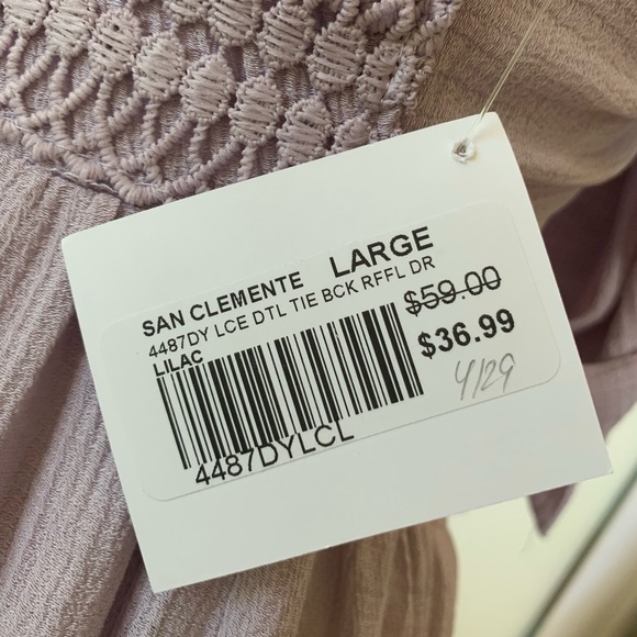 SOLD Daisy Shoppe San Clemente Lilac Lace Tie-Back Ruffle Dress size med Large - Picture 14 of 15